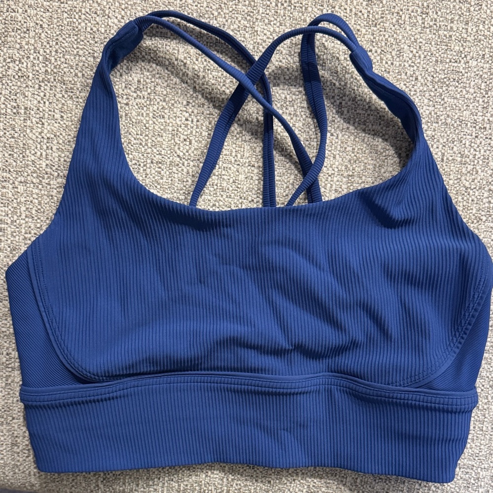 Lululemon energy long line blue ribbed bra